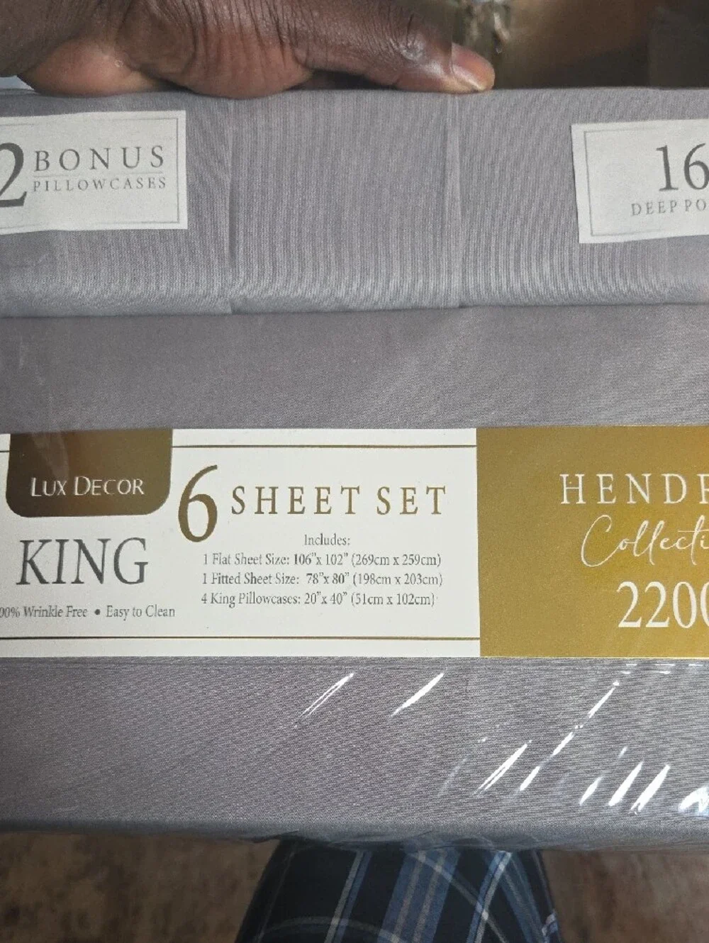 Lux Decor Hendrix Collection 6-Piece King Sheet Set - Gray
